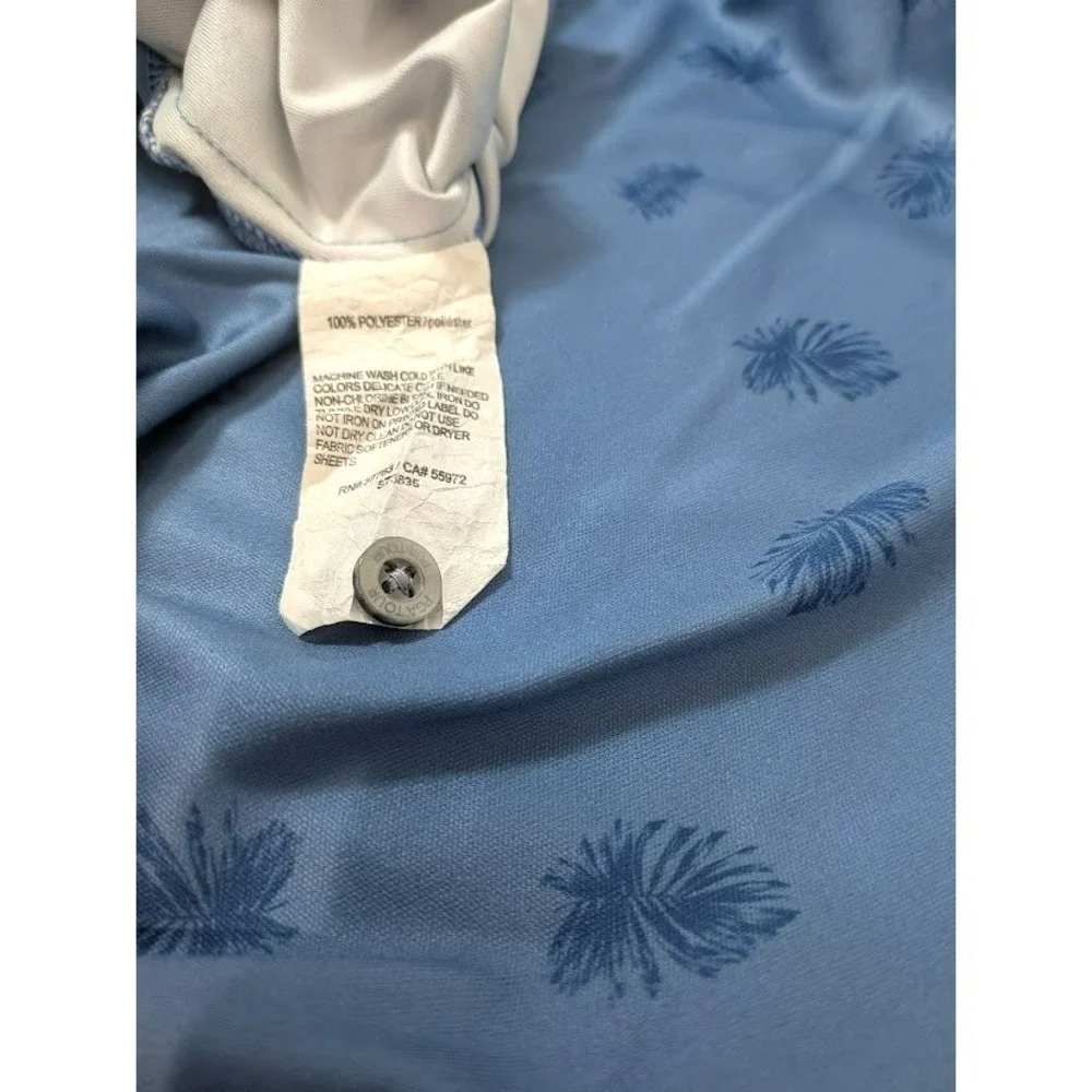 PGA Tour Golf‎ Polo Men's Blue on Blue Leaf  Size Large Lightweight Summer